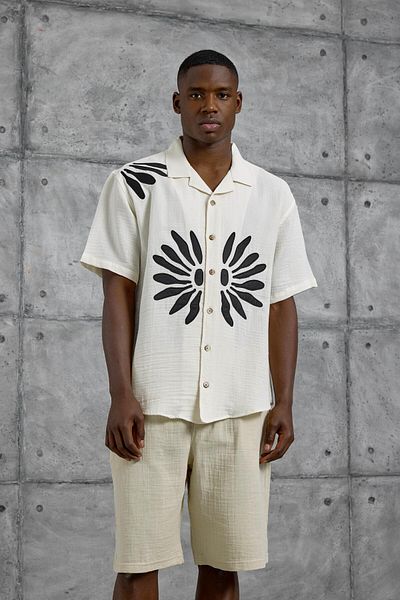 NOMARC Λευκό Nmrc Floral εμπριμέ κοντομάνικο πουκάμισο Oversize