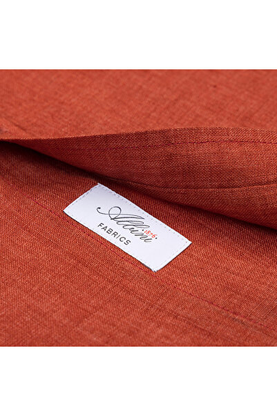 Germirli Albini Burnt Orange Color Button Collar Tailor Fit Delave Linen Shirt