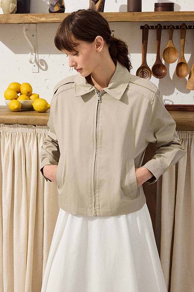 Hooopstore Κοντό μπουφάν Gabardine Sand Beige