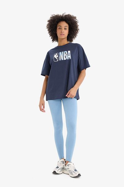 DeFacto Fit Nba Wordmark Oversize Wide Fit Crew Neck Αθλητικό κοντομάνικο μπλουζάκι E3628ax25sm