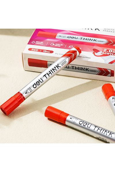 Deli Deli EU00140 Whiteboard Marker, Red, 12PCS – For Classrooms, Meetings & Whiteboards