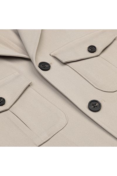 Germirli Sand Beige Color Utility Cotton Jacket Shirt with Cover Pocket