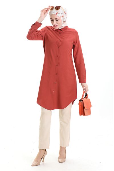 sefamerve Buttoned Viscose Tunic 6116-04 Dark Onion Peel