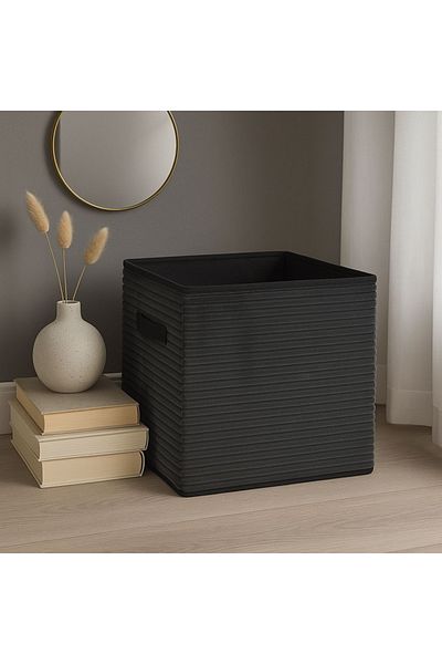Gift Design Velvet storage box, open, anthracite color, 30x30 cm