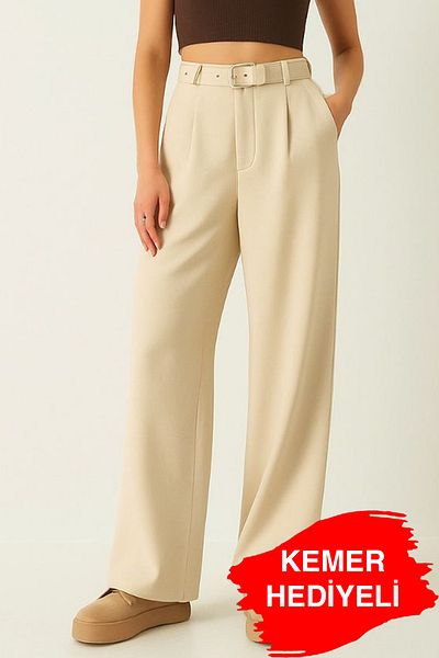 King Crow Plzkmr002 Cream Palazzo Trousers