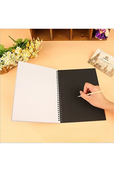 Flippy Scratch Paper Notebook with Bamboo Pen for Drawing, Rainbow, Black