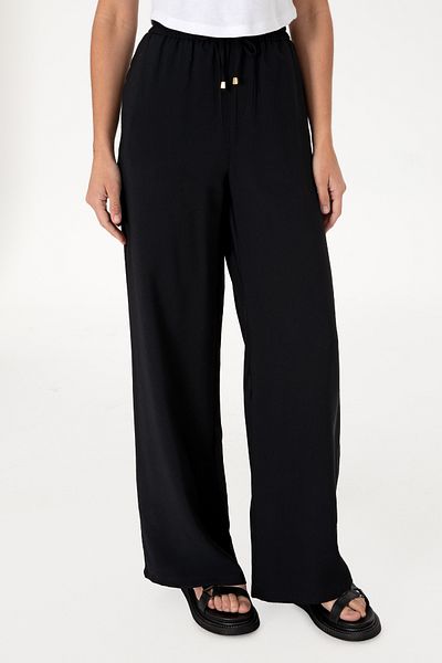 U.S. Polo Assn. Women's Black Loose Relax Fit Canvas Trousers 50300357-Vr046