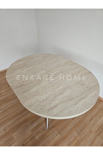 Enkare Oliva Yuvarlak Açılabilir Yemek Masası – 100x100 - 140 cm | 4-6 Kişilik | Mdf Mutfak ve Salon