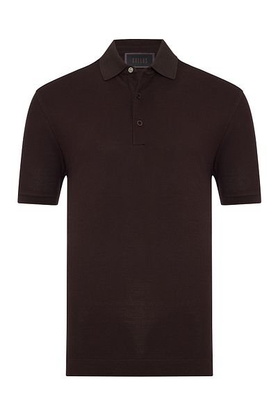 Gallus Brown Polo Neck Pique Cotton Regular Fit T-Shirt