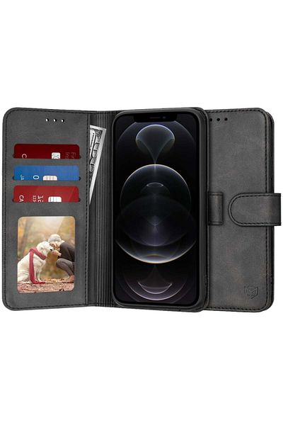 SKYDDAR INNOVATION Case for iPhone 12 Pro, Diary Book, book type, with Inner Wallet, Black, sticker set