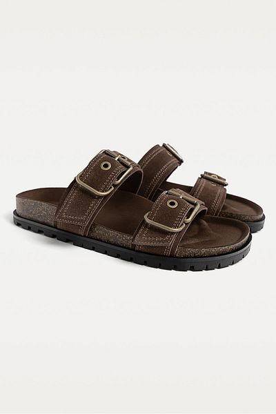 Stradivarius Flat leather sandals