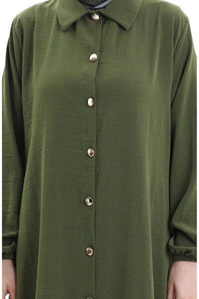 sefamerve Buttoned long tunic pants double set 0089-01 khaki