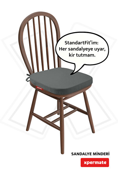 XPERMATE StandartFit Овальна подушка для стільця Знімний чохол на блискавці З шнурками Водо- та масловідштовхувальний 42x42x5 Сірий