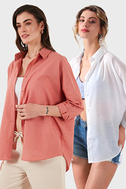 SD LUXURY Cotton Blend Oversize Fit Long Sleeve 2 Pack Shirt Shirt 6781001S2