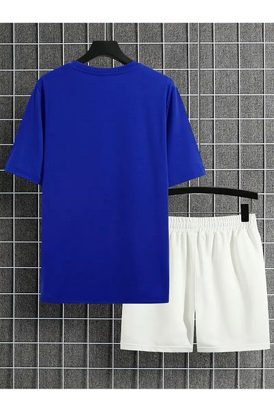 PENTHİLUS Round Neck T-Shirt and Shorts Set, Knitted Fabric, Deer Print
