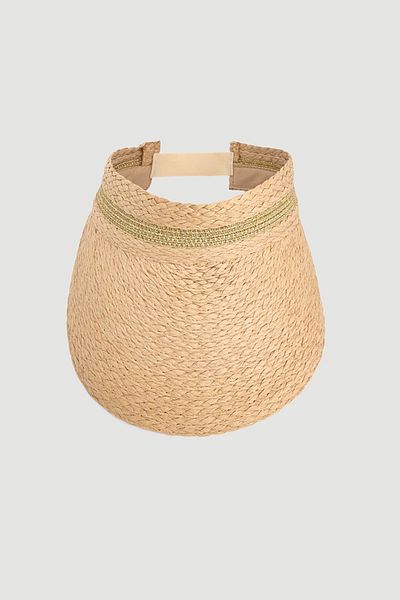 Gusto Strip Detailed Visor Hat - Beige