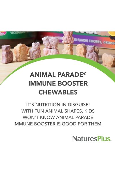 NaturesPlus , Animal Parade, Kids Immune Booster, Tropical Berry, 90 Animal-Shaped Tablets