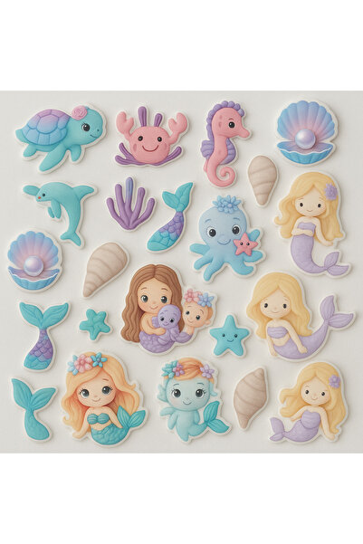 Ege Pastacılık Yenilebilir Pasta Süsü Deniz Kızı Konsepti 16 Parça