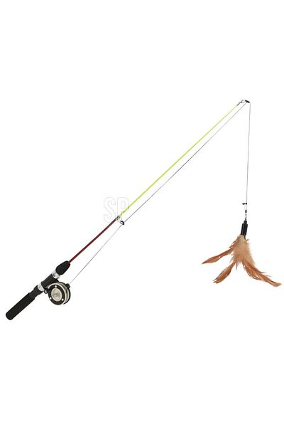 Gift Design Interactive cat toy, fishing rod model with feathers, 77 cm