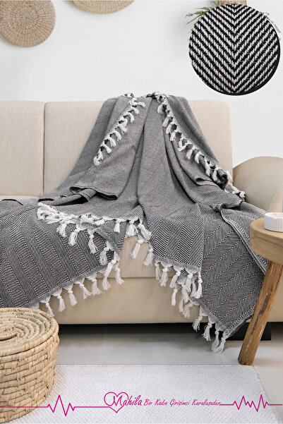 Mahila غطاء مقعد قطني كلاسيكي |   غطاء مقعد بنمط حراشف السمكة مقاس 150 × 170 سم