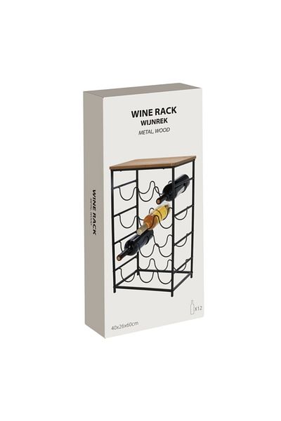 Gift Design Wine rack for 12 bottles, metal, 46x26x60 cm, gray