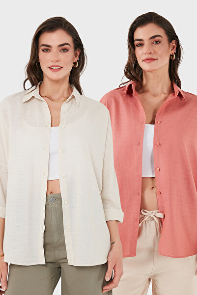 SD LUXURY Πουκάμισα με μακρύ μανίκι 2 συσκευασιών από βαμβακερό μείγμα 6781001s2