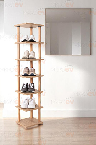 MikroEv Pia Ceviz Çok Amaçlı Köşe Ayakkabılık 33*30
