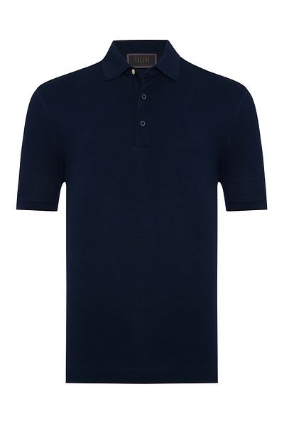 Gallus Navy Blue Polo Neck Pique Cotton Regular Fit T-Shirt