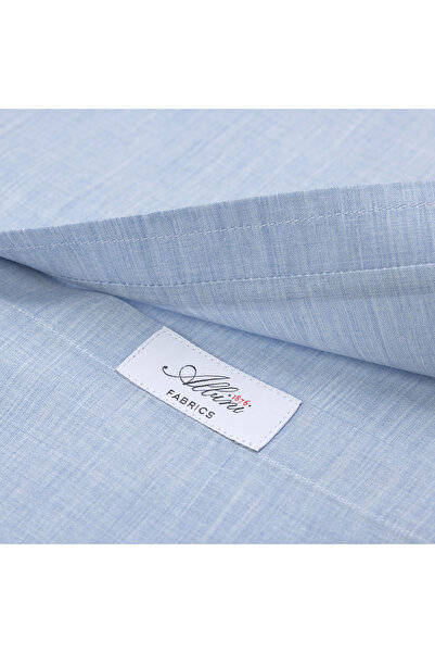 Germirli Albini Light Blue Melange Button Collar Tailor Fit Cotton Voile Shirt