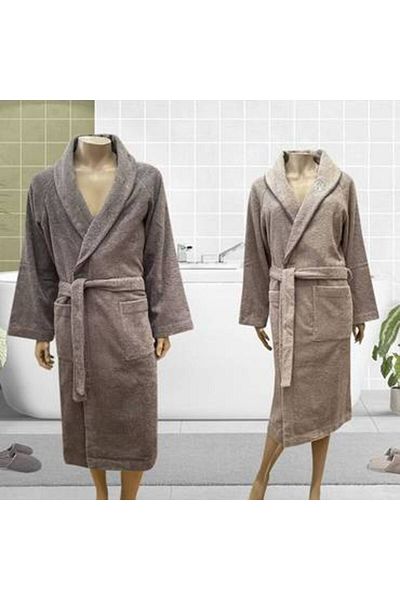 Canon Cannon Luxury Cotton Couples Bathrobe Set - 14 Pieces, Beige and Light Grey