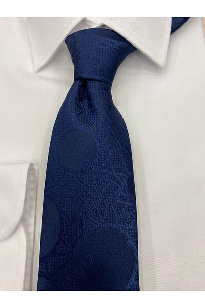 Cacharel Woven Fabric Patterned Navy Blue Tie