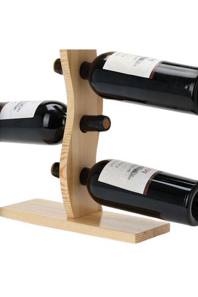 Excellent Houseware Wine rack for 4 bottles, pine wood, 30x10x40 cm, Excellent Houseware