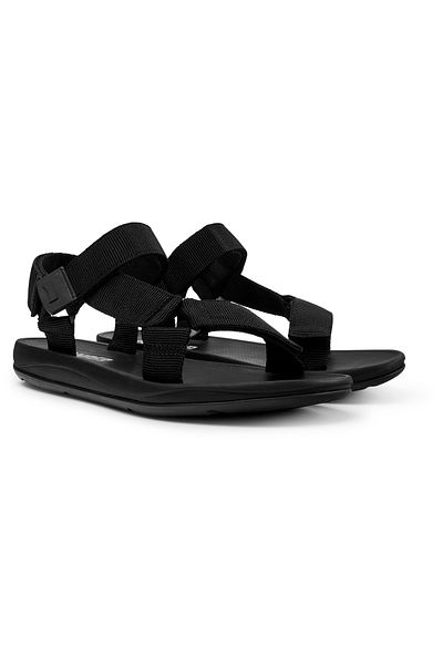 CAMPER Men's Black Adjustable Hook And Loop Sandals Lightweight Design For Everyday Match