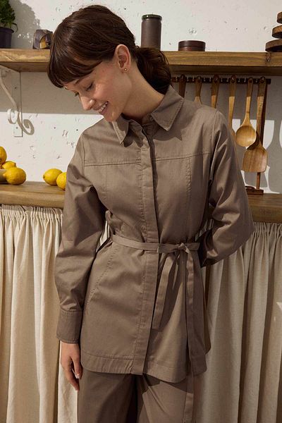 Hooopstore Cosmo Waist Detailed Cotton Mink Trousers Set