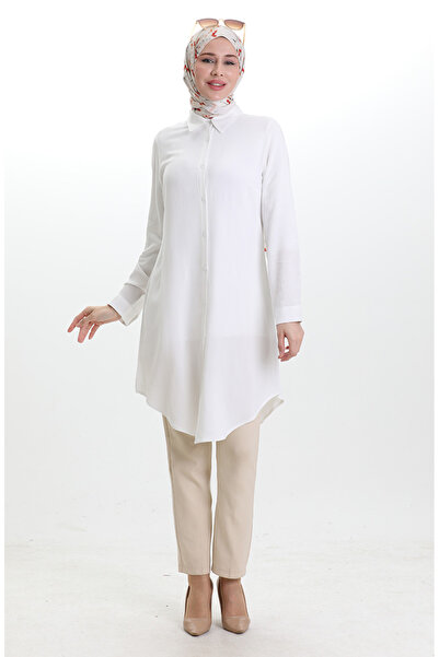 sefamerve Buttoned Viscose Tunic 6116-07 White