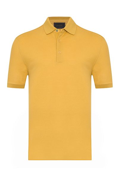 Gallus Mustard Polo Neck Pique Cotton Regular Fit T-Shirt