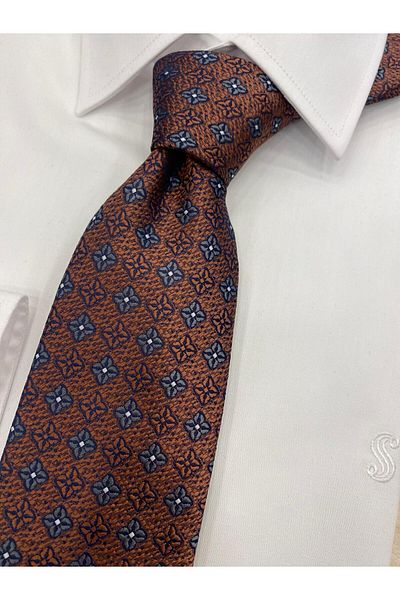 Cacharel Woven Fabric Patterned Brown Gray Tie