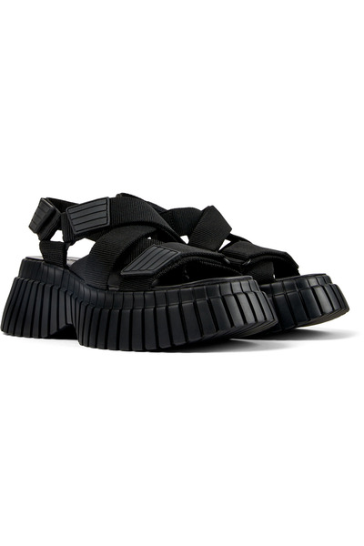 CAMPER Women's Black Hook And Loop Summer Sandals with Open-Toe, Cross Straps...