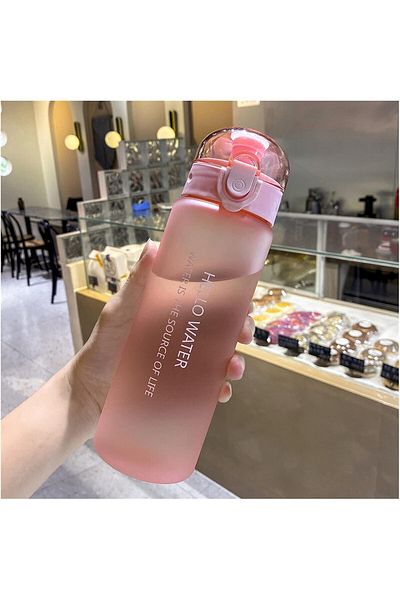 Saharaz 780ml Portable Transparent Water Bottle,Leakproof Seal,Locking Buckle Design,with Hand Strap,Pink