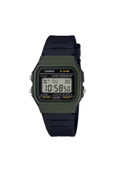 Casio ساعة كاسيو الرقمية للجنسين بمينا أسود - F-91WM-3A