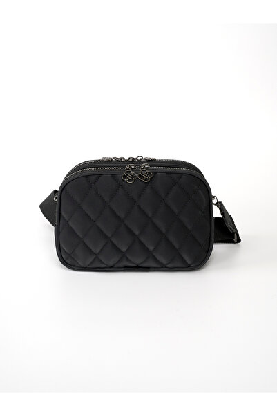 Rosmod Geantă de umăr Rosmod, neagră, cu trei compartimente, din piele satinată, cu curea reglabilă