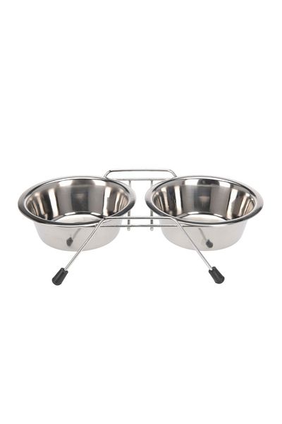 Gift Design Set de 2 boluri, pentru câini și pisici, cu suport, oțel inoxidabil, 11,5 cm