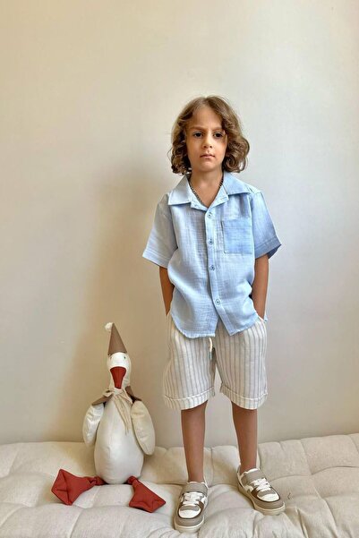 Minigimin Cicileri Costum pentru băiat cu pantaloni scurți cu dungi și cămașă...