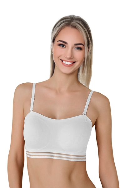 Bravie Sutien sport cu dungi de cauciuc tăiat cu laser alb 1240