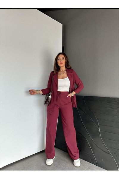 EGZOTİK ASORTİK Linen Jacket and Trousers Set