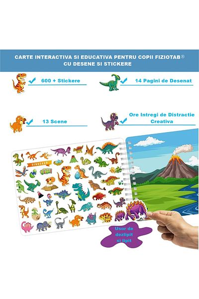FizioTab ® Educational Book For Children, Reusable Stickers,colored Pencils Included, Animal Habitat