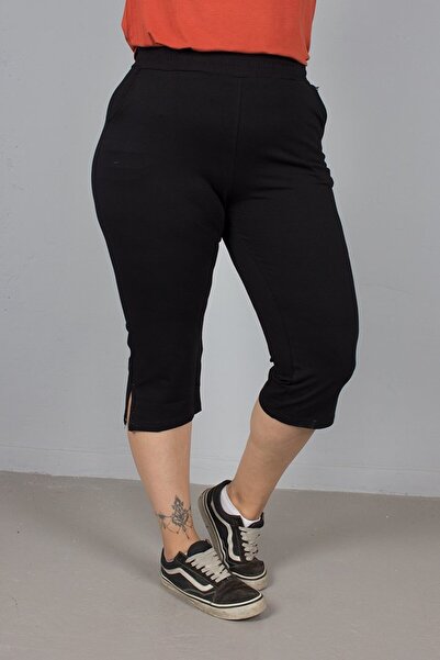 Truva XXL Compak Black Lycra High Waist Combed Cotton Capri Trousers