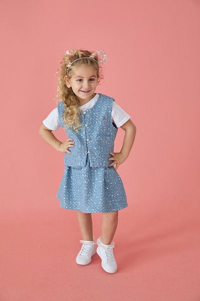 Patique Kids Fusta pentru fetiță din bumbac denim cu paiete albastre