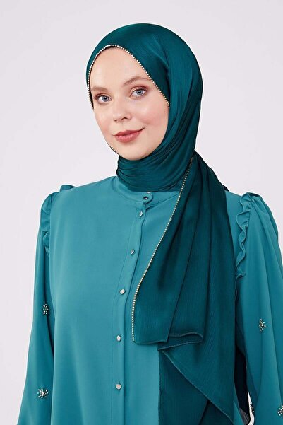 Levidor Zümrüt Yanları Taş Şeritli Brilant Şal