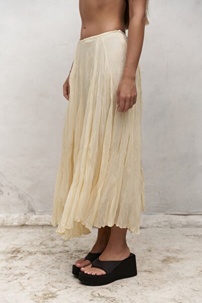 BOHEMAİ Assa Pleated Yellow Skirt